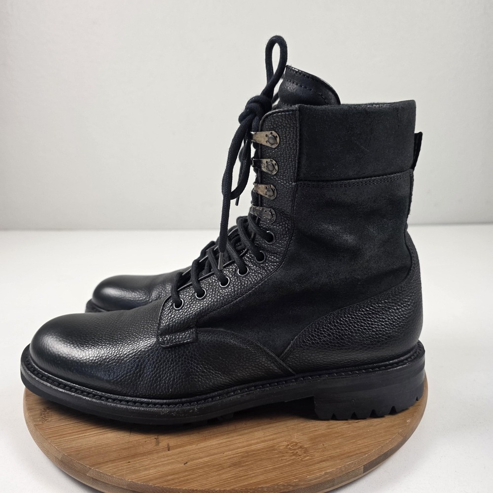 Rag & Bone Boots Mens Size 10 Black Leather Combat Lace Up Ankle Handmade Italy